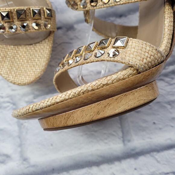 Le Silla Crystal Embellished Cross Strap Woven Heels size 39 - Picture 6 of 16